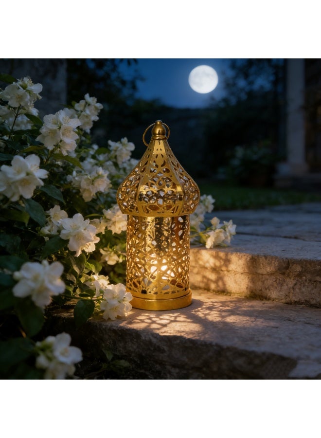 Luxury Golden Moroccan Lantern – Intricate Openwork Metal Lamp for Ramadan Decor, Eid Celebrations, Wedding Centerpieces & Home Ambience（YB-22-S） - Image 3